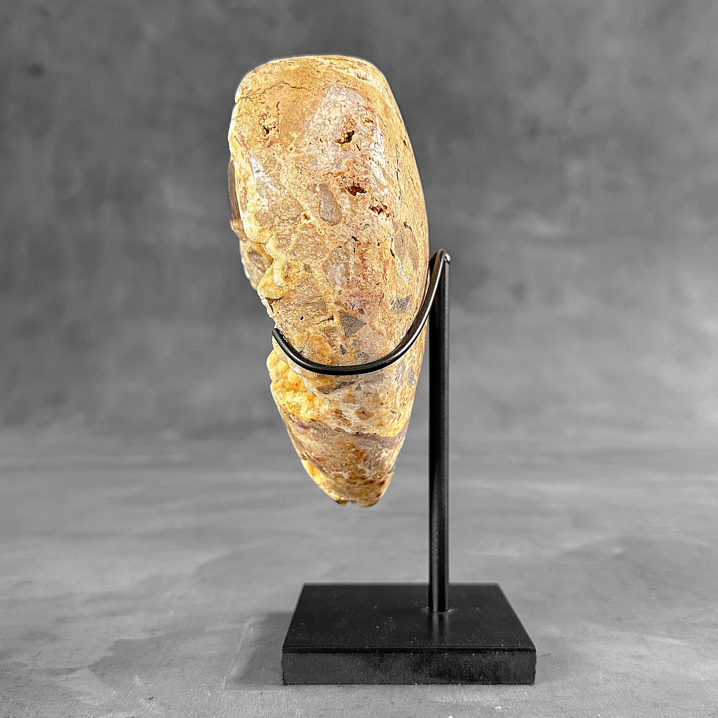 Stunning Heart Shape of Yellow Crystal Rock on a custom stand CH/530