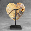 Stunning Heart Shape of Yellow Crystal Rock on a custom stand CH/530