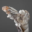 Small bone carving lion with rabbit carving 7P/120