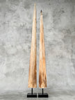 Pair of Natural Tusks on Stand – Bone Sculpture, Tribal Home Decor, Rustic Accent - Tusk,A/046