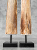 Pair of Natural Tusks on Stand – Bone Sculpture, Tribal Home Decor, Rustic Accent - Tusk,A/046