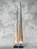 Pair of Natural Tusks on Stand – Bone Sculpture, Tribal Home Decor, Rustic Accent - Tusk,A/046