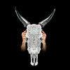 Grey Carved Cow Skull With Turqoise Accents - Star mandala motif | Skull,A/140