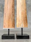 Pair of Natural Tusks on Stand – Rustic Bone Sculpture, Tribal-Inspired Home Decor - Tusk,A/049