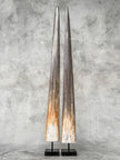 Pair of Natural Tusks on Stand – Rustic Bone Sculpture, Tribal-Inspired Home Decor - Tusk,A/049