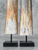 Pair of Natural Tusks on Stand – Rustic Bone Sculpture, Tribal-Inspired Home Decor - Tusk,A/049
