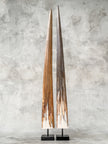 Pair of Natural Tusks on Stands – Organic Coastal Sculptures | Rustic Modern Home Accent | Sleek Earth-Inspired Display Pieces - Tusk,A/055