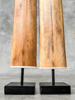 Pair of Natural Tusks on Stand – Rustic Bone Sculpture, Tribal-Inspired Home Accent - Tusk,A/051