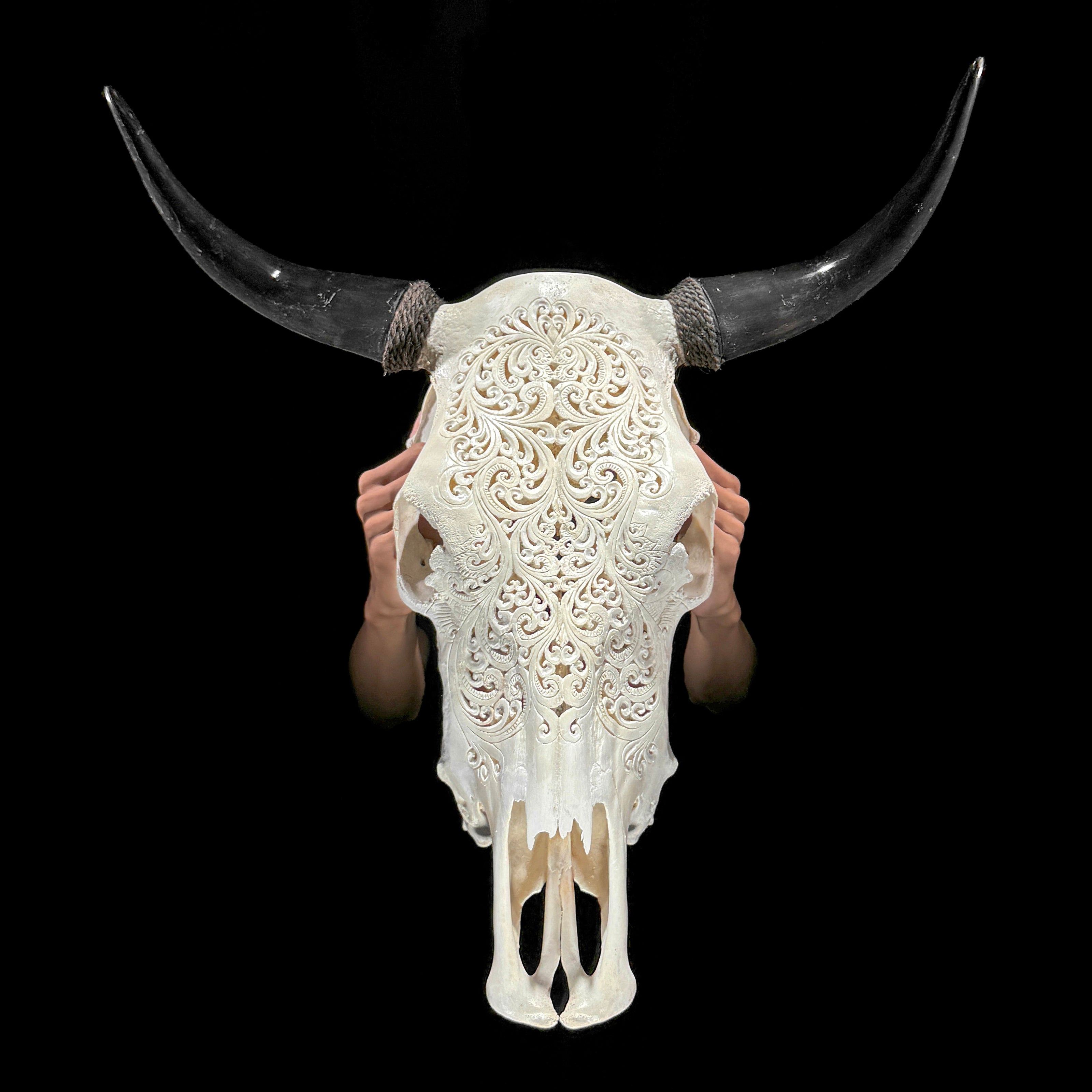 Bull Skull Carved Tradball - Skull,A/150