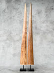 Pair of Natural Tusks on Stand – Rustic Bone Sculpture, Tribal-Inspired Decor, Earthy Accent - Tusk,A/050