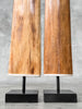 Pair of Natural Tusks on Stand – Rustic Bone Sculpture, Tribal-Inspired Decor, Earthy Accent - Tusk,A/050