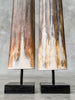 Pair of Natural Tusks on Stand – Rustic Bone Sculpture, Tribal-Inspired Decor, Earthy Accent - Tusk,A/050