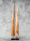 Pair of Natural Tusks on Stand – Rustic Bone Sculpture, Tribal-Inspired Decor, Organic Accent - Tusk,A/048
