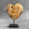 Stunning Heart Shape of Yellow Crystal Rock on a custom stand CH/575