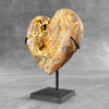 Stunning Heart Shape of Yellow Crystal Rock on a custom stand CH/575