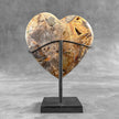 Stunning Heart Shape of Yellow Crystal Rock on a custom stand CH/575