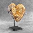 Stunning Heart Shape of Yellow Crystal Rock on a custom stand CH/575