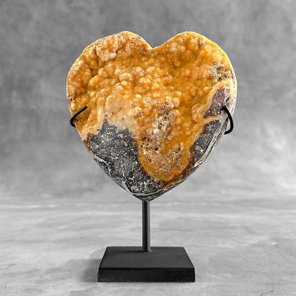 Stunning Heart Shape of Yellow Crystal Rock on a custom stand CH/577