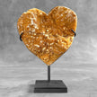 Stunning Heart Shape of Yellow Crystal Rock on a custom stand CH/579