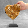 Stunning Heart Shape of Yellow Crystal Rock on a custom stand CH/579