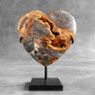 Stunning Heart Shape of Yellow Crystal Rock on a custom stand CH/584