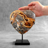 Stunning Heart Shape of Yellow Crystal Rock on a custom stand CH/584