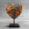 Stunning Heart Shape of Yellow Crystal Rock on a custom stand CH/584