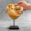 Stunning Heart Shape of Yellow Crystal Rock on a custom stand CH/585