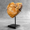 Stunning Heart Shape of Yellow Crystal Rock on a custom stand CH/585