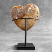 Stunning Heart Shape of Yellow Crystal Rock on a custom stand CH/585