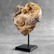 Stunning Heart Shape of Yellow Crystal Rock on a custom stand CH/590