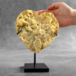 Stunning Heart Shape of Yellow Crystal Rock on a custom stand CH/502