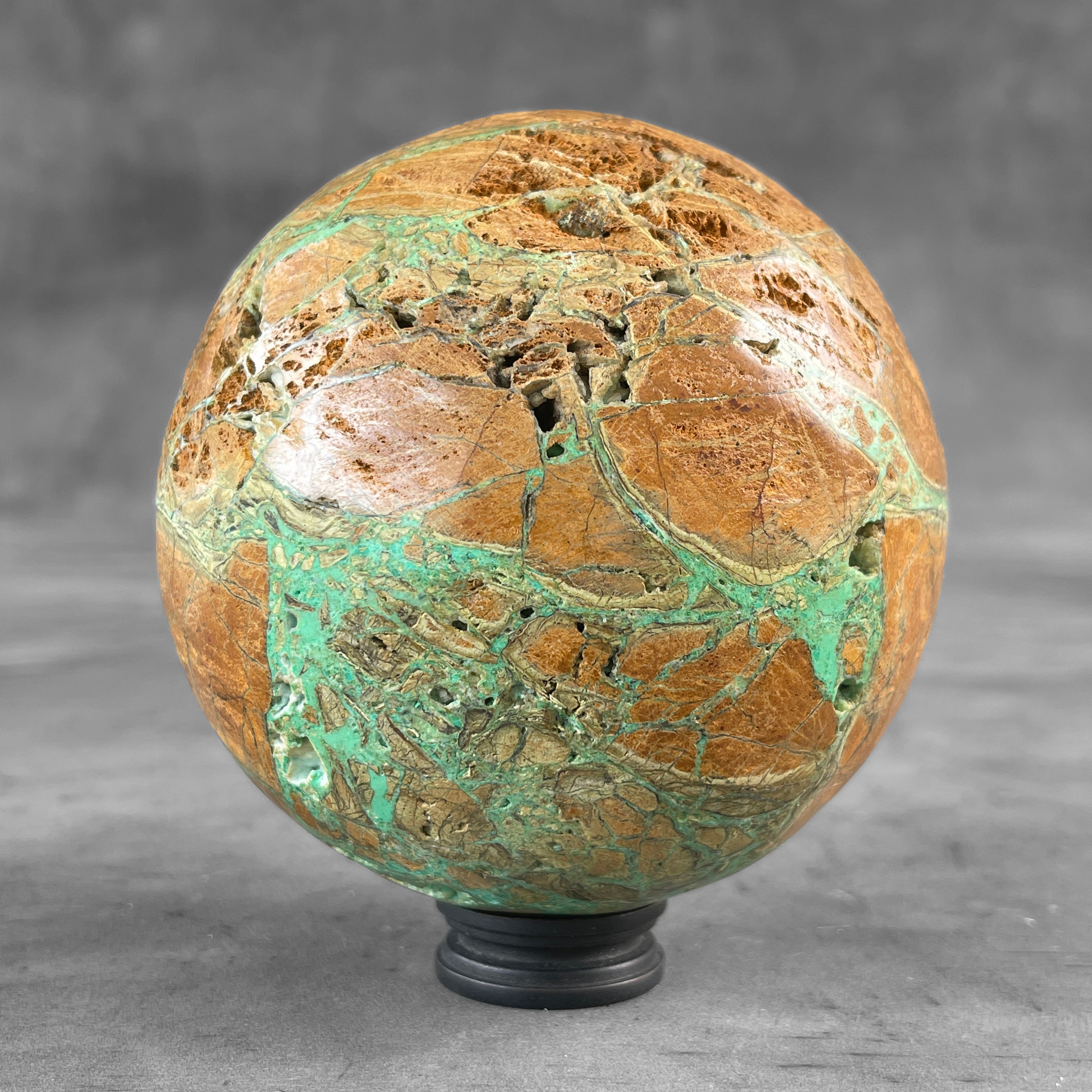 Wonderful Green Smithsonite Sphere on a Custom Stand PS 505