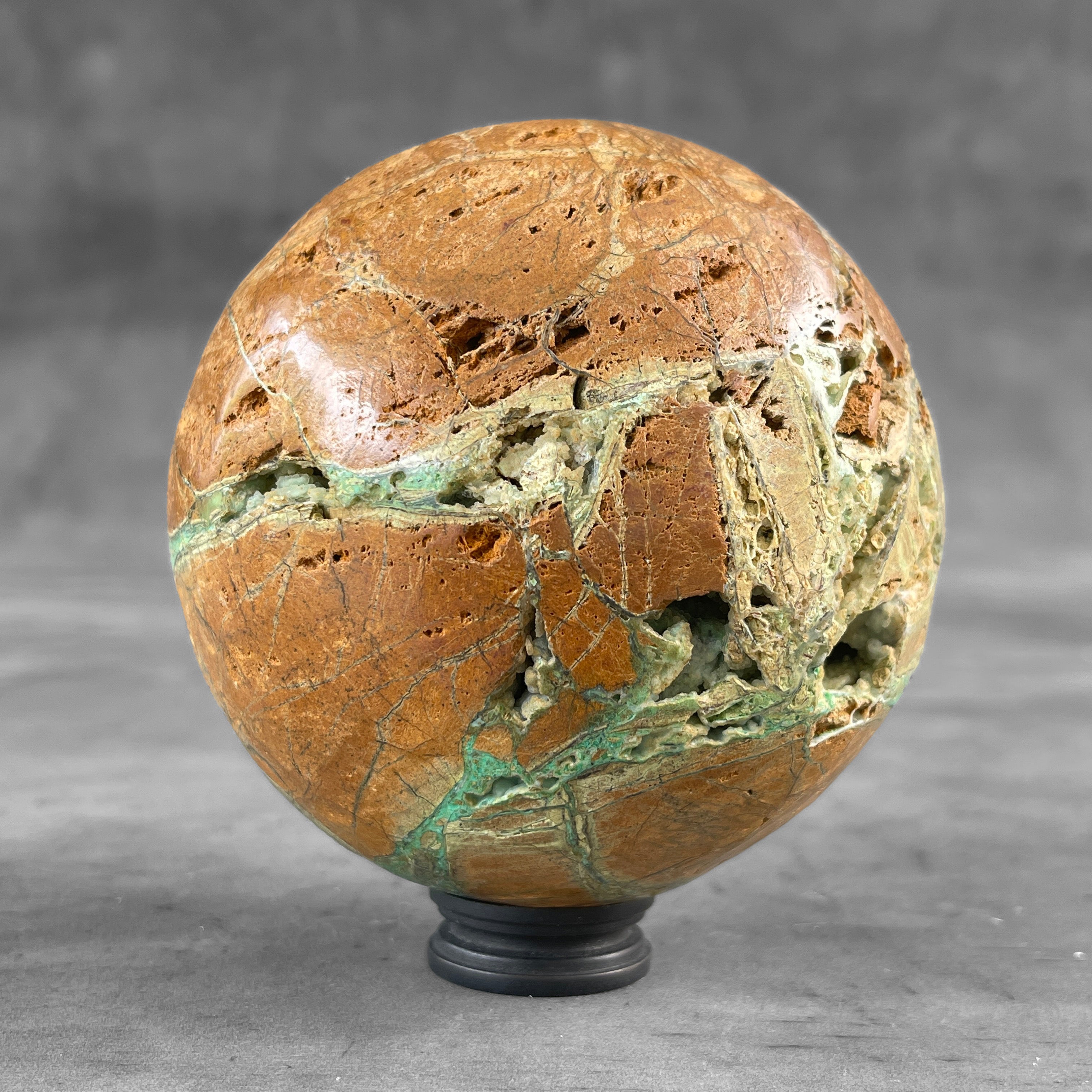 Wonderful Green Smithsonite Sphere on a Custom Stand PS 505