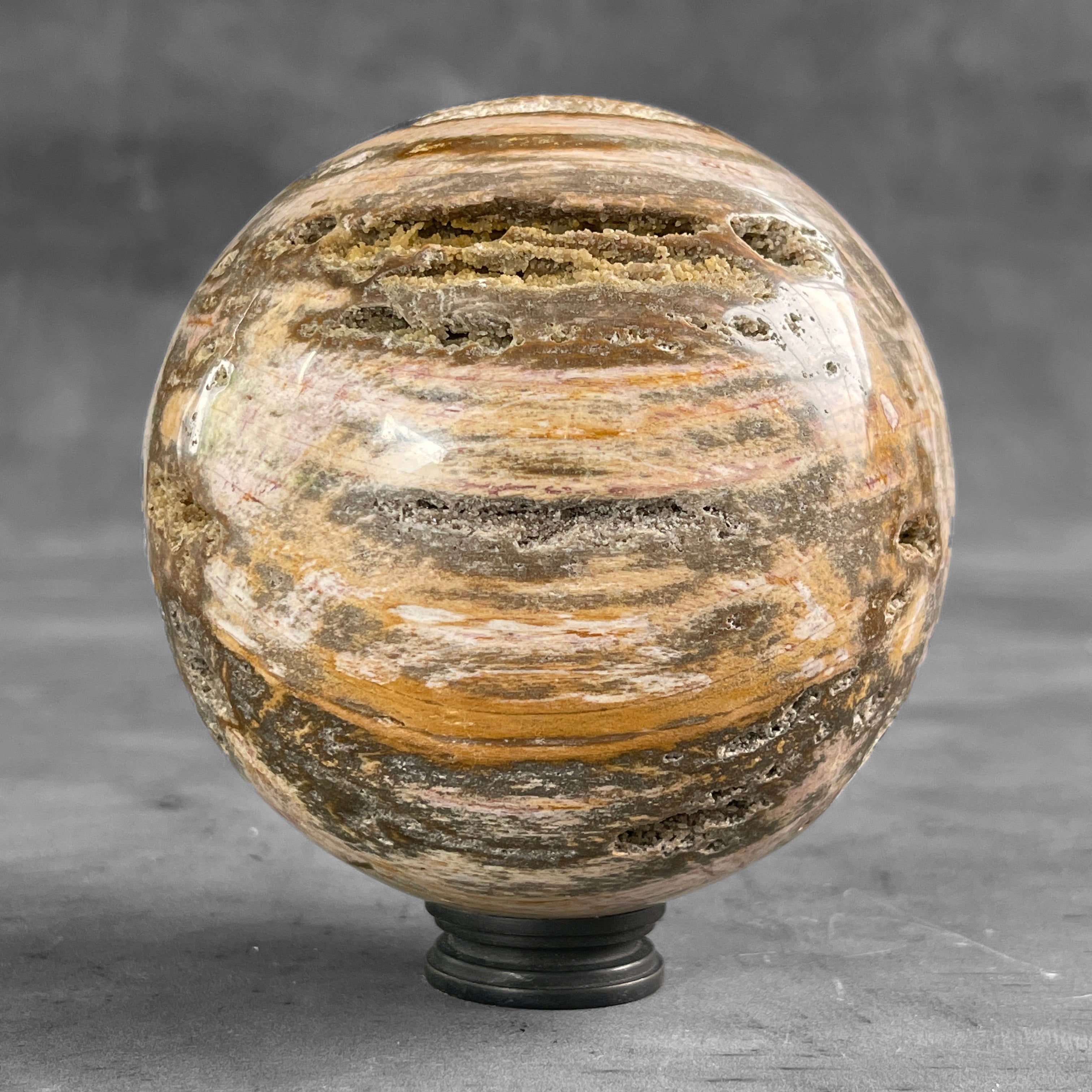 Wonderful Petrified Wood Sphere on a Custom Stand PS/508