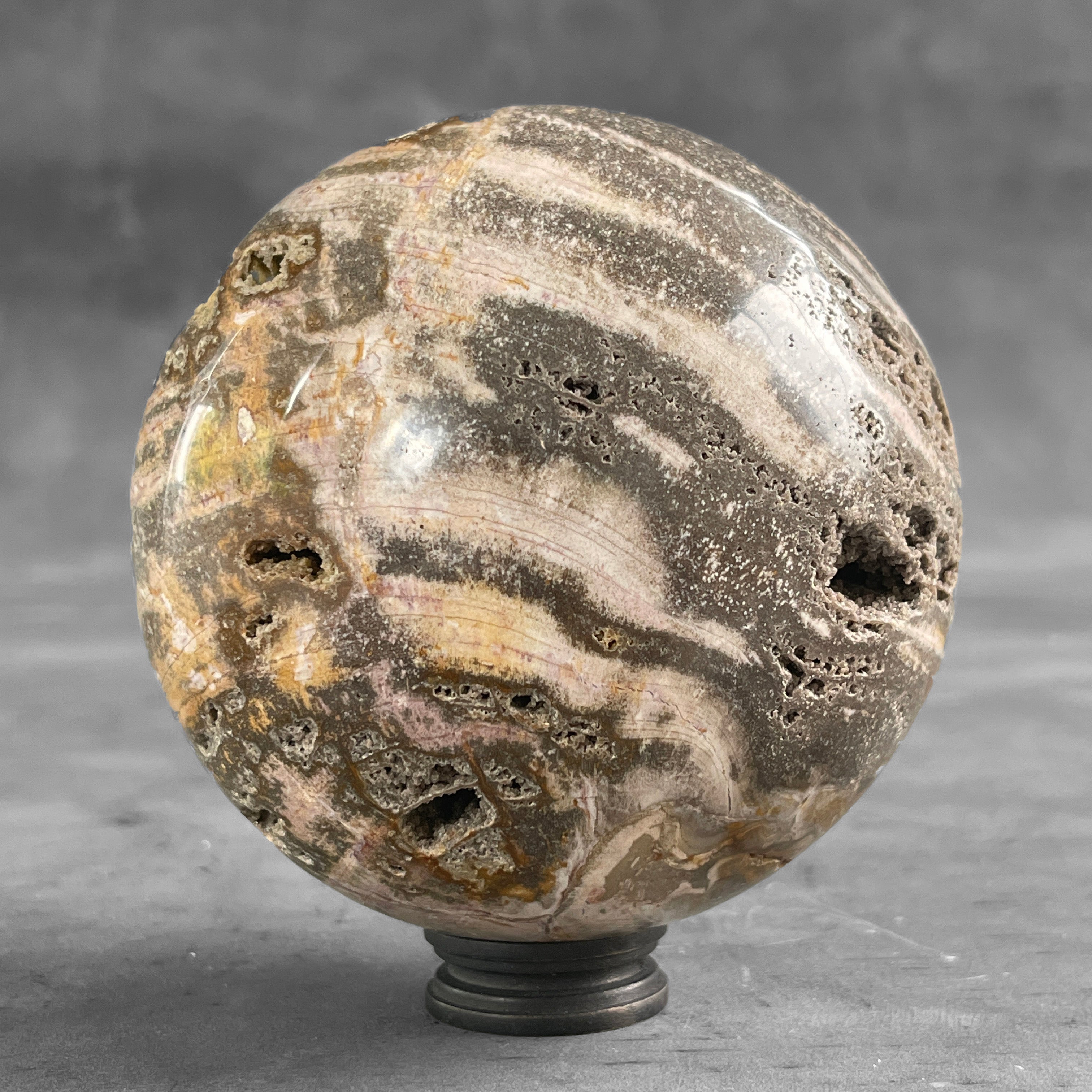 Wonderful Petrified Wood Sphere on a Custom Stand PS/508