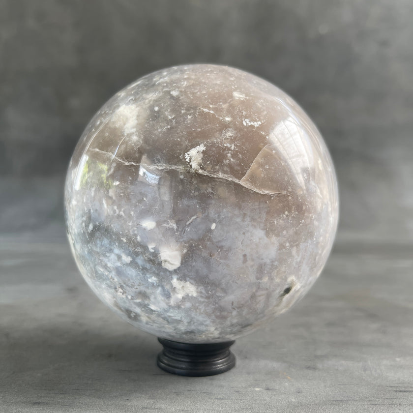 A Beautiful Lace Agate Sphere on a Custom Stand PS/545