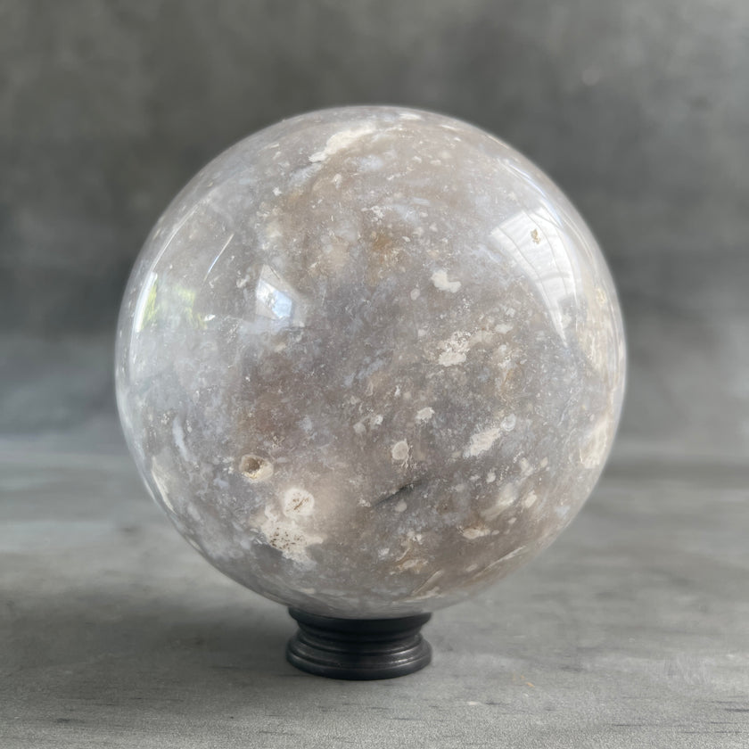 A Beautiful Lace Agate Sphere on a Custom Stand PS/545