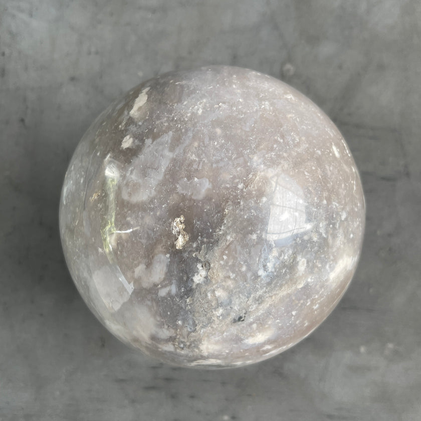 A Beautiful Lace Agate Sphere on a Custom Stand PS/545