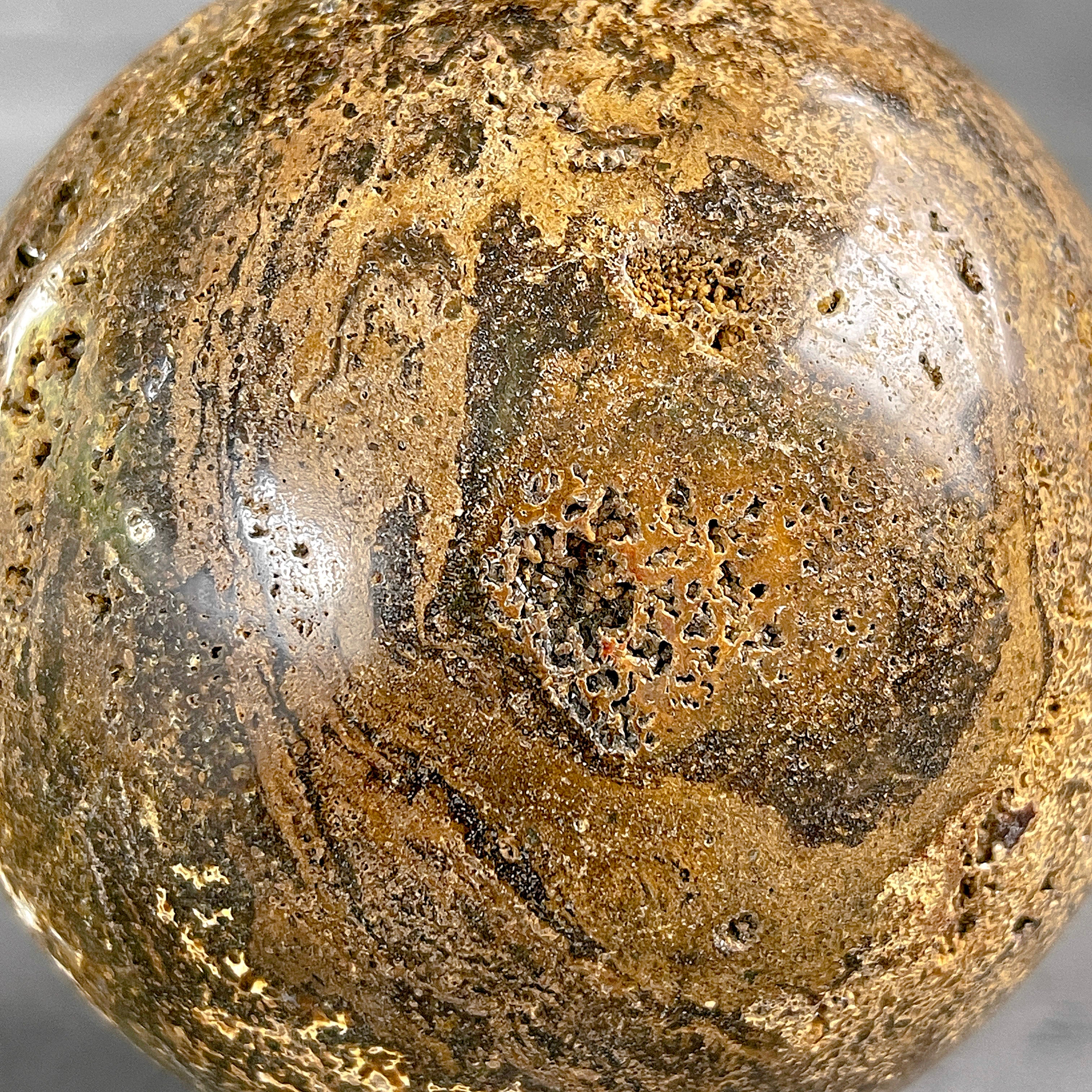 Petrified Palm Root Sphere on Custom Stand – Fossil Stone Decor, Earthy Crystal Ball, Natural Home Accent - PS 546