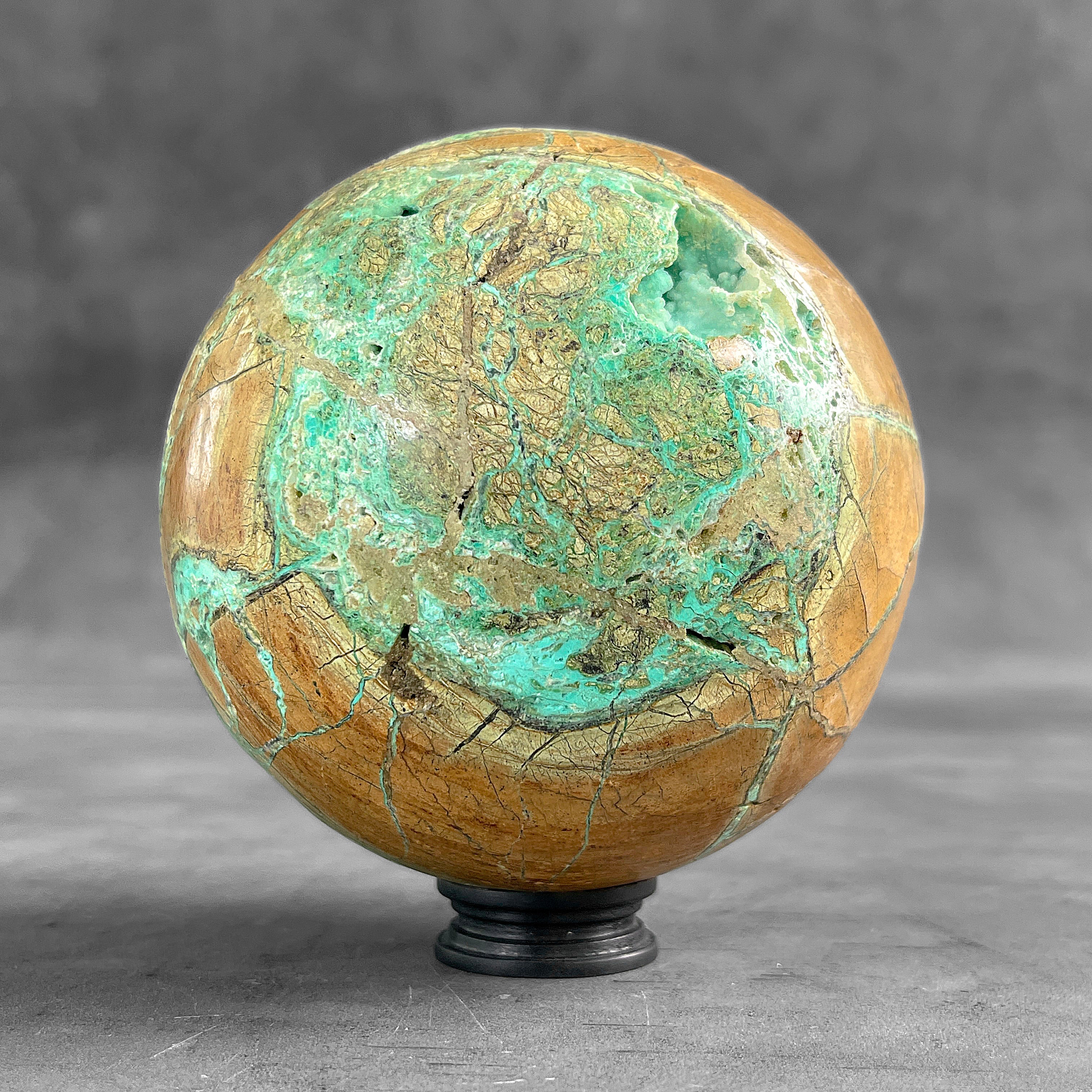 Wonderful Green Smithsonite Sphere on a Custom Stand PS 549