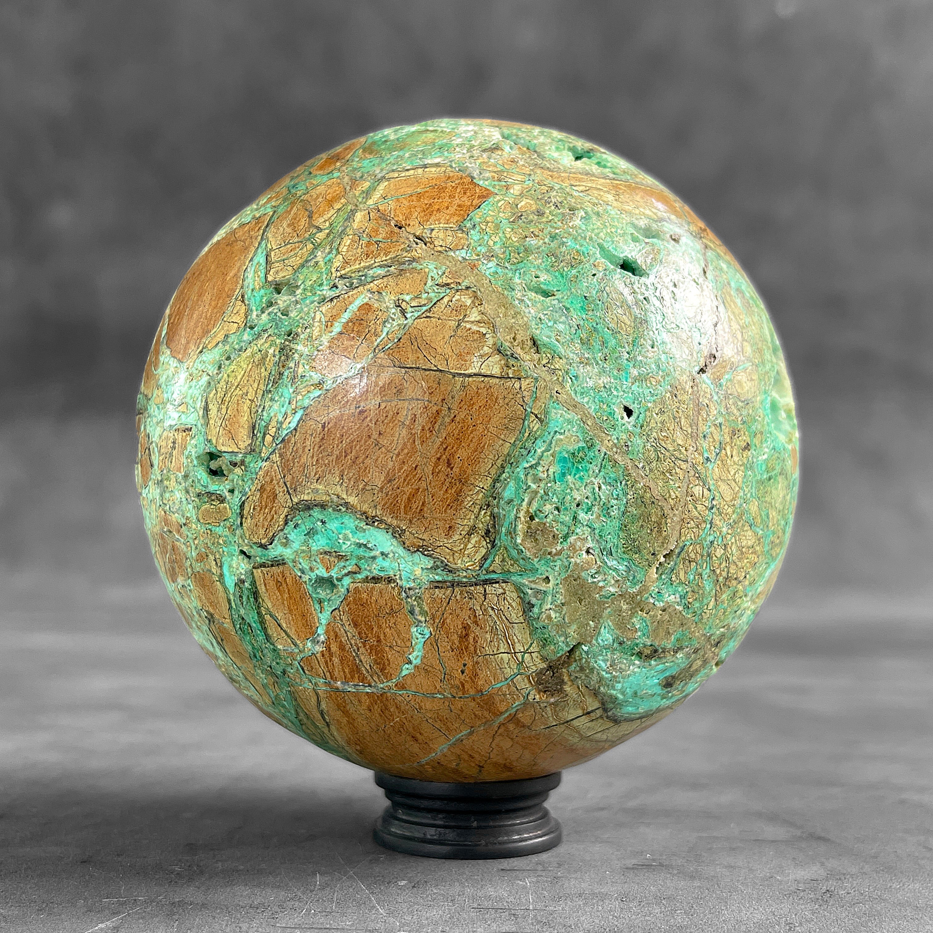 Wonderful Green Smithsonite Sphere on a Custom Stand PS 549