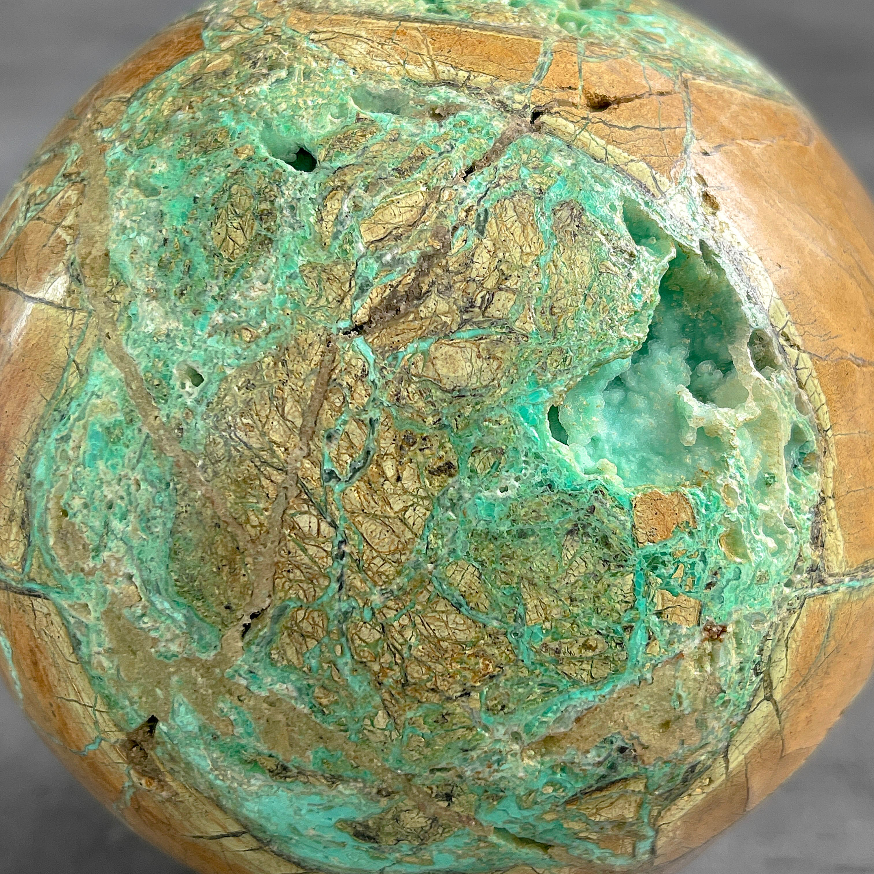 Wonderful Green Smithsonite Sphere on a Custom Stand PS 549