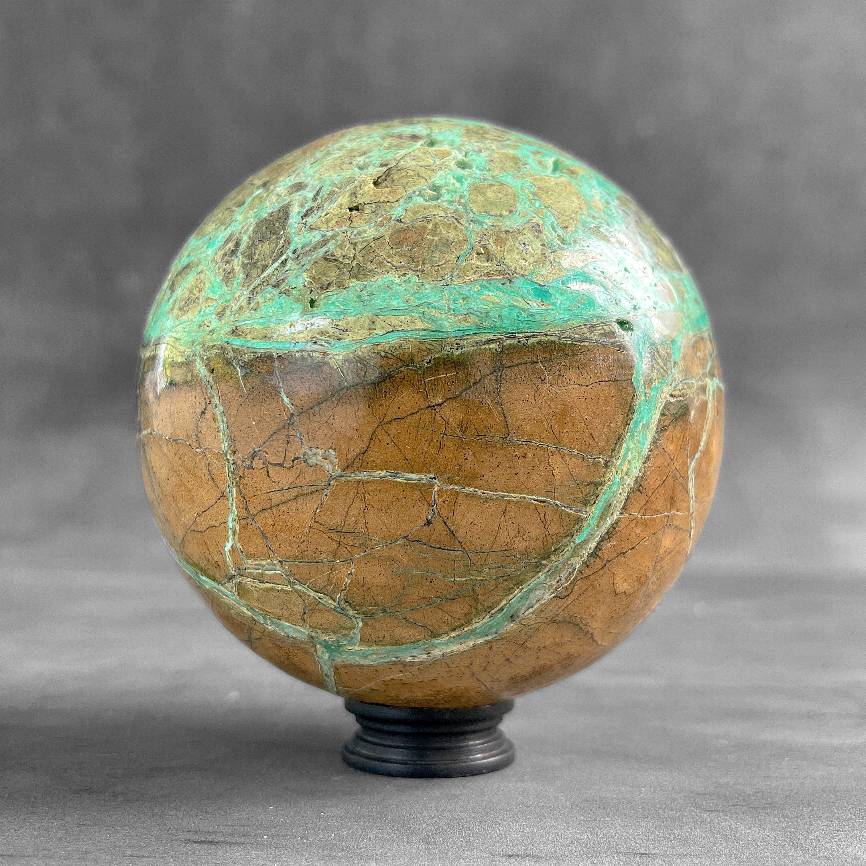 Wonderful Green Smithsonite Sphere on a Custom Stand PS 581