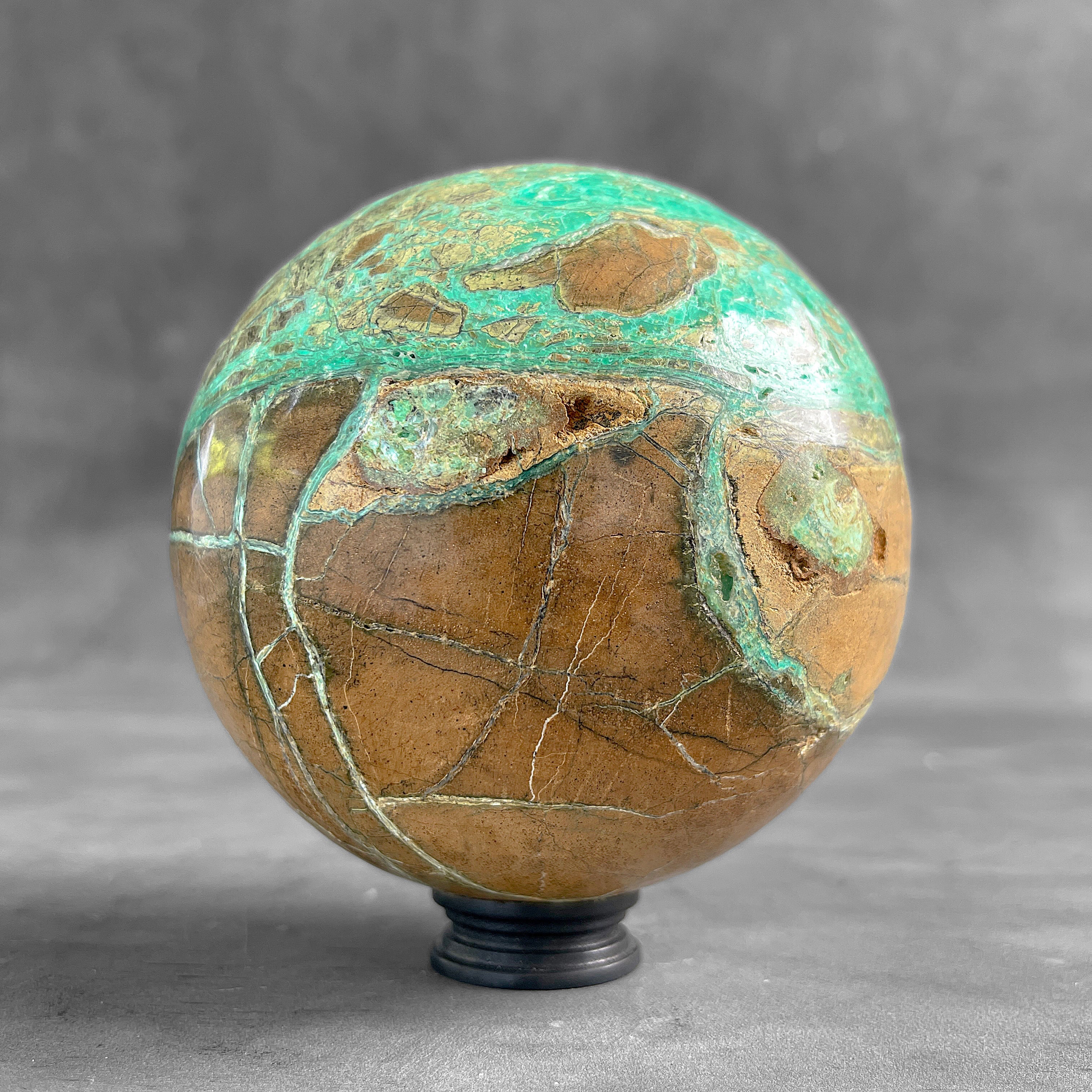 Wonderful Green Smithsonite Sphere on a Custom Stand PS 581