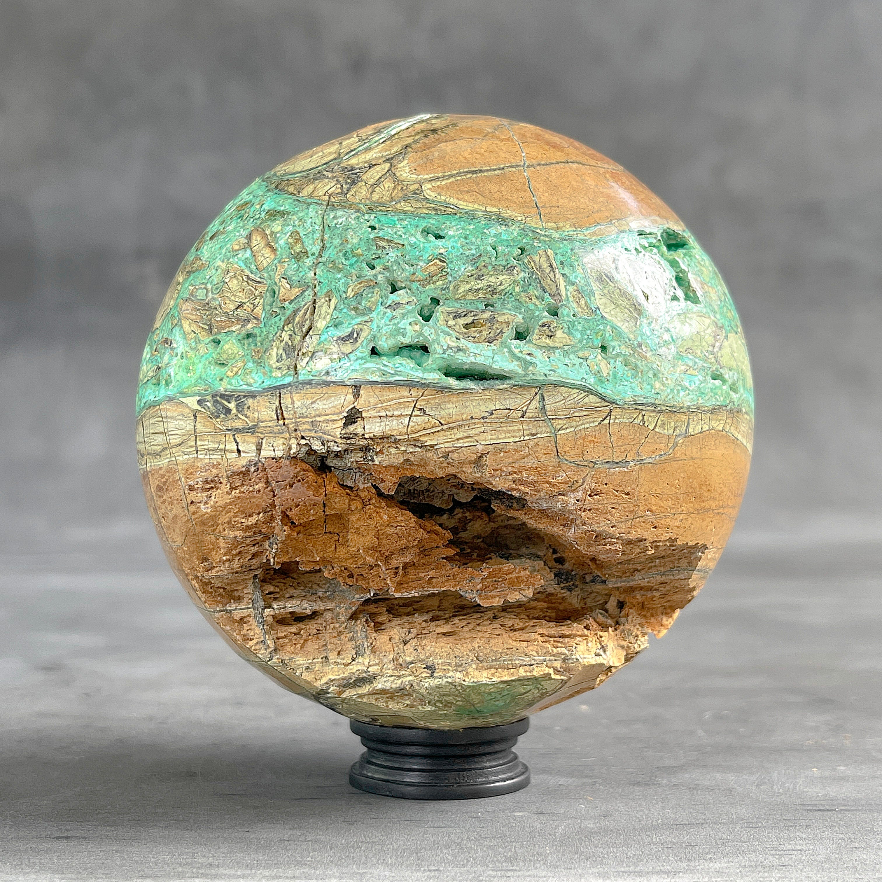 Wonderful Green Smithsonite Sphere on a Custom Stand PS 584