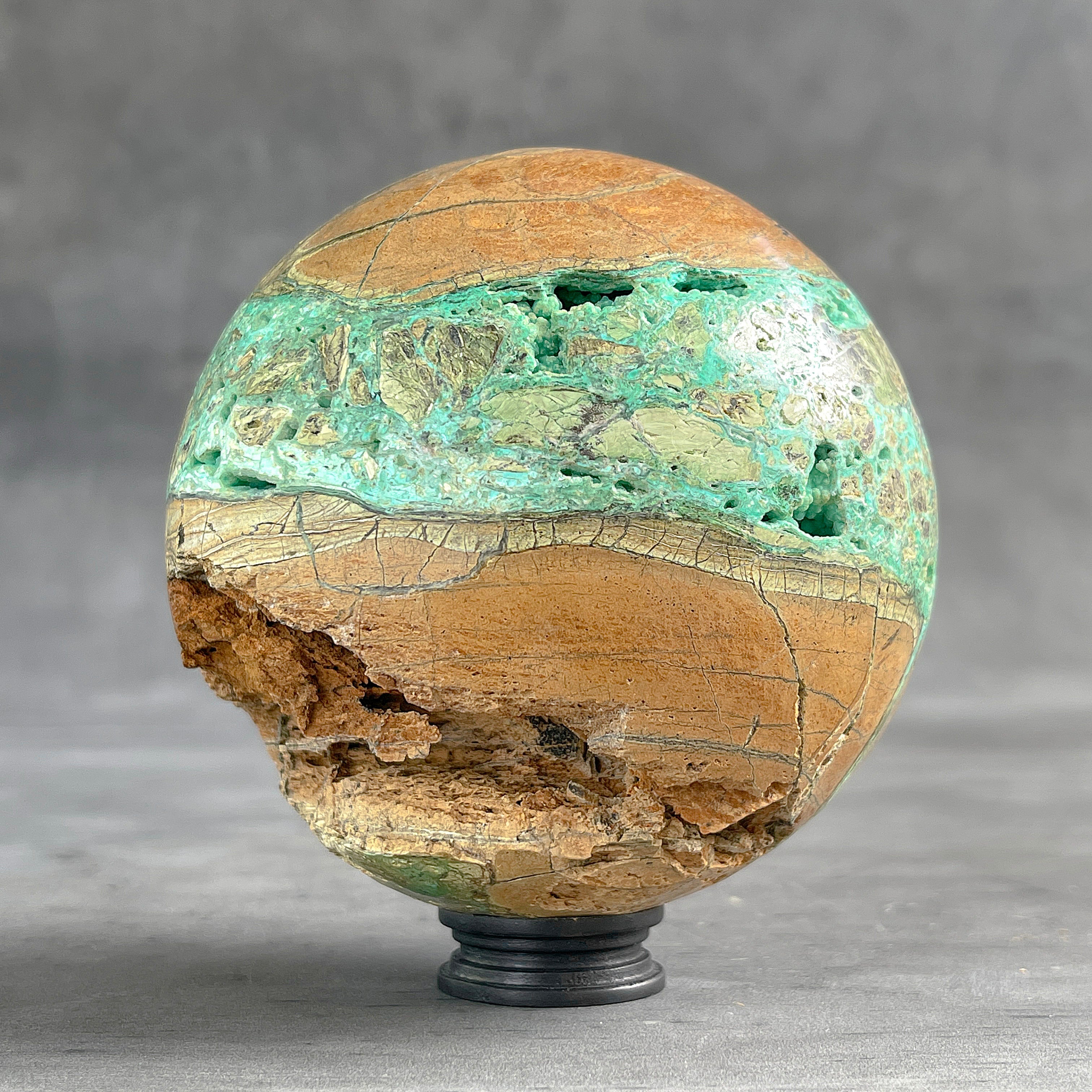 Wonderful Green Smithsonite Sphere on a Custom Stand PS 584