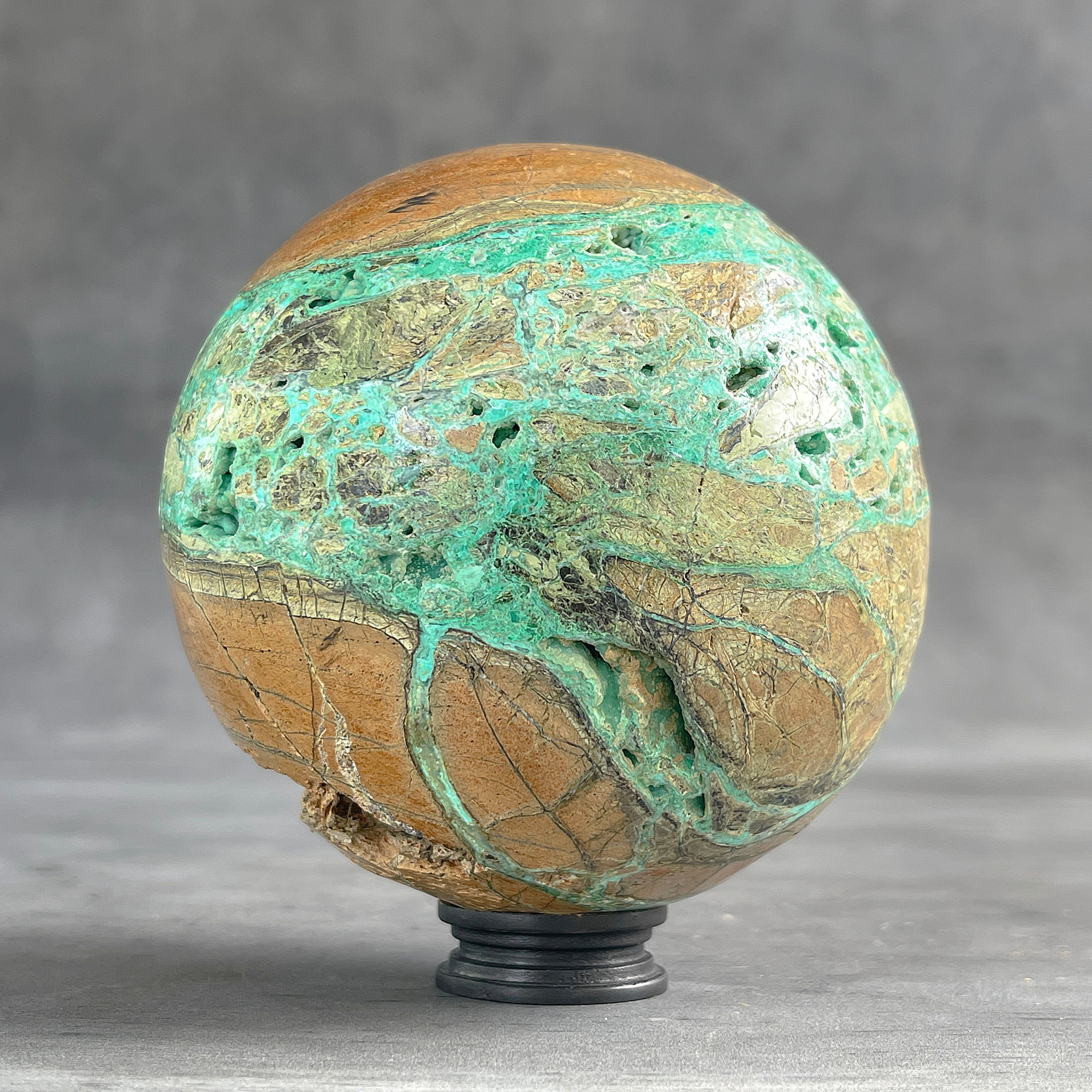 Wonderful Green Smithsonite Sphere on a Custom Stand PS 584