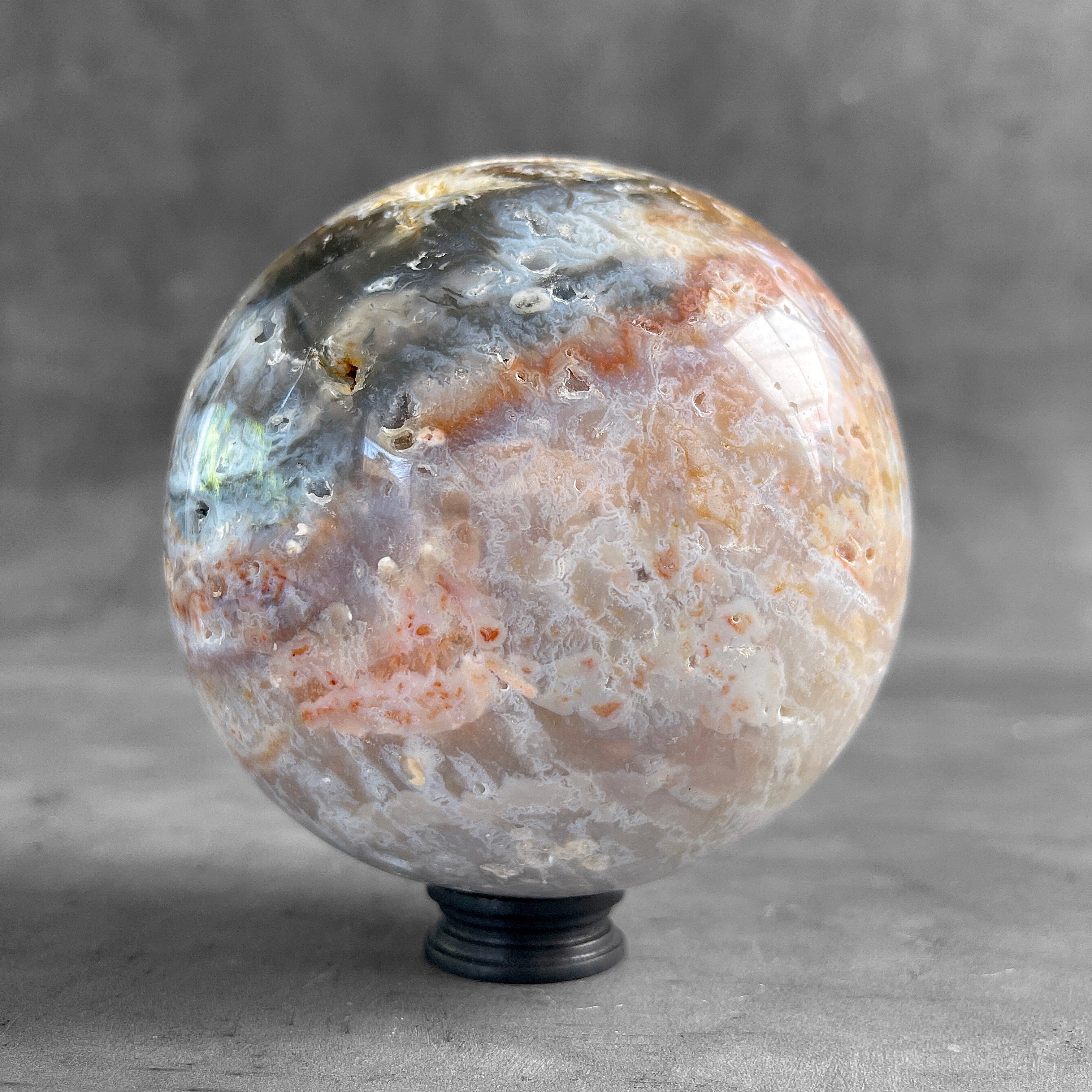 A Beautiful Lace Agate Sphere on a Custom Stand PS 585