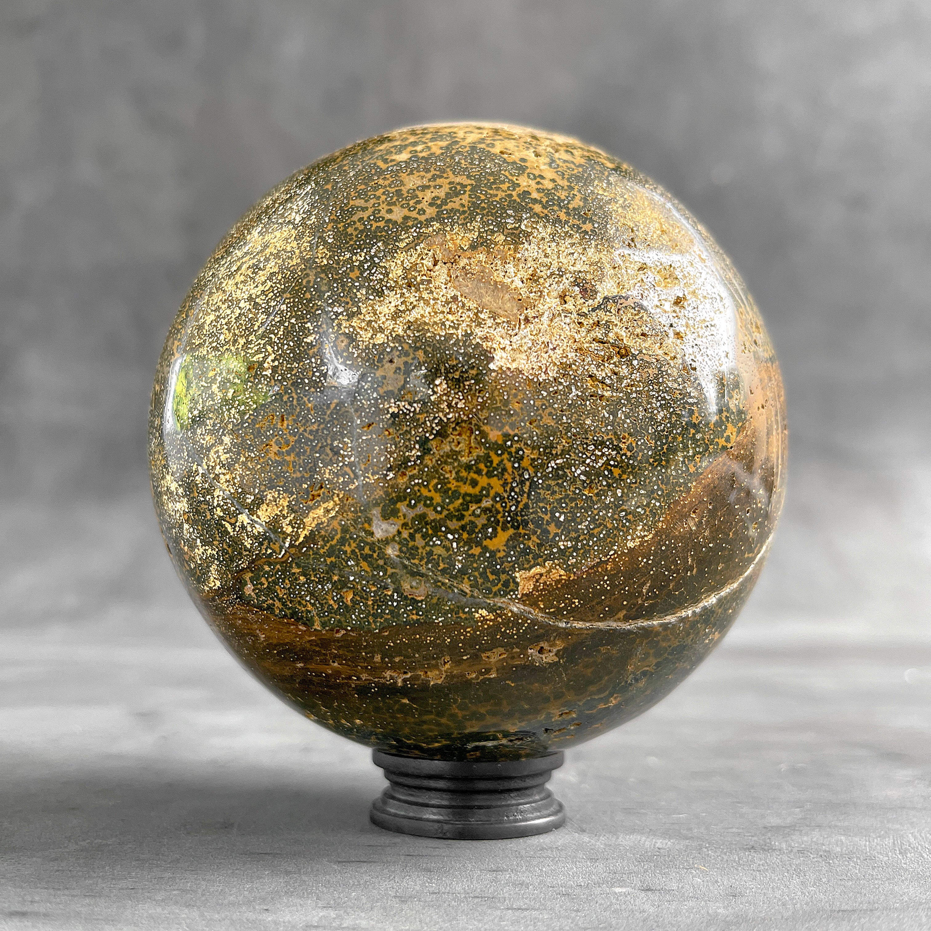 Maligano Jasper Sphere on Custom Stand – Polished Crystal Sphere, Natural Stone Decor, Unique Home Accent - PS 586